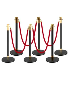 VEVOR Stanchions and Velvet Ropes, 6 Pcs Crowd Control Barriers with 4 Red Velvet Ropes, Stainless Steel Stanchion Post Queue with Sand Injection Hollow Base for Theater, Wedding, Party Supplies