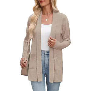 Women's Lightweight Cardigan Open Front Long Sleeve Casual Loose Thin Cardigans with Pockets 2026