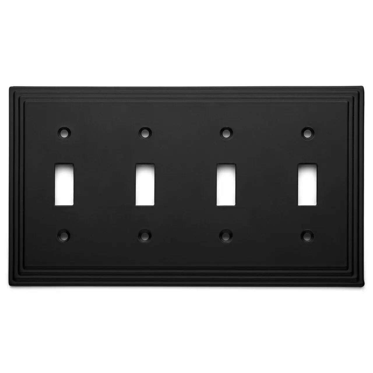 Cosmas 25045-FB Flat Black Quad Toggle Switchplate Cover