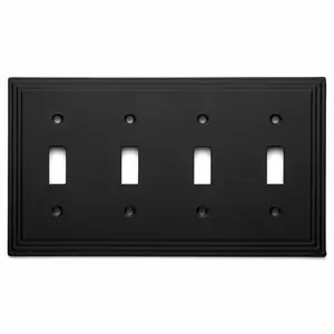 Cosmas 25045-FB Flat Black Quad Toggle Switchplate Cover