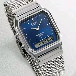 AQ230EM-2A New Casio Vintage Mesh bracelet Ana/digi men' s watch " new Elegent style"