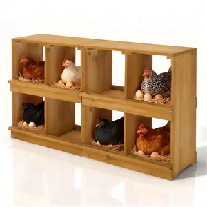 Nesting Boxes for Chickens Wooden Chicken Laying Eggs Yellow 8 Compartments Durable Weather Resistant Fir Wood 50x14.5x27in