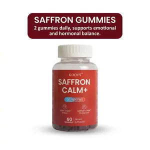 Saffron Gummies – Supports Positive Mood, Stress Ease & Menstrual Comfort | with Chasteberry, Vitamin B6 & CoQ10 | 60 Gummies
