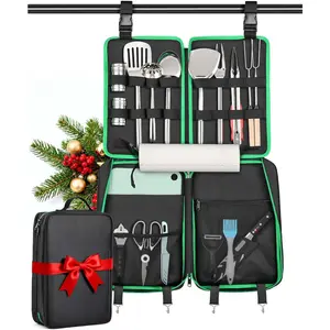 Camping Cooking Utensils,  Portable Camping Kitchen Set with Grill Accessories, Camp Gifts for Men Dad, New Year's Presents for RV, Hiking, Picnic, Backpacking