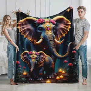 Mandala Elephant Print Floral Blanket for Home Living Room and Bedroom Decor  Cozy and Soft Throw for Adults and Couples  Perfect Festival Gift for Christmas  Thanksgiving  Housewarming  and Birthday Celebrations  Spiritua