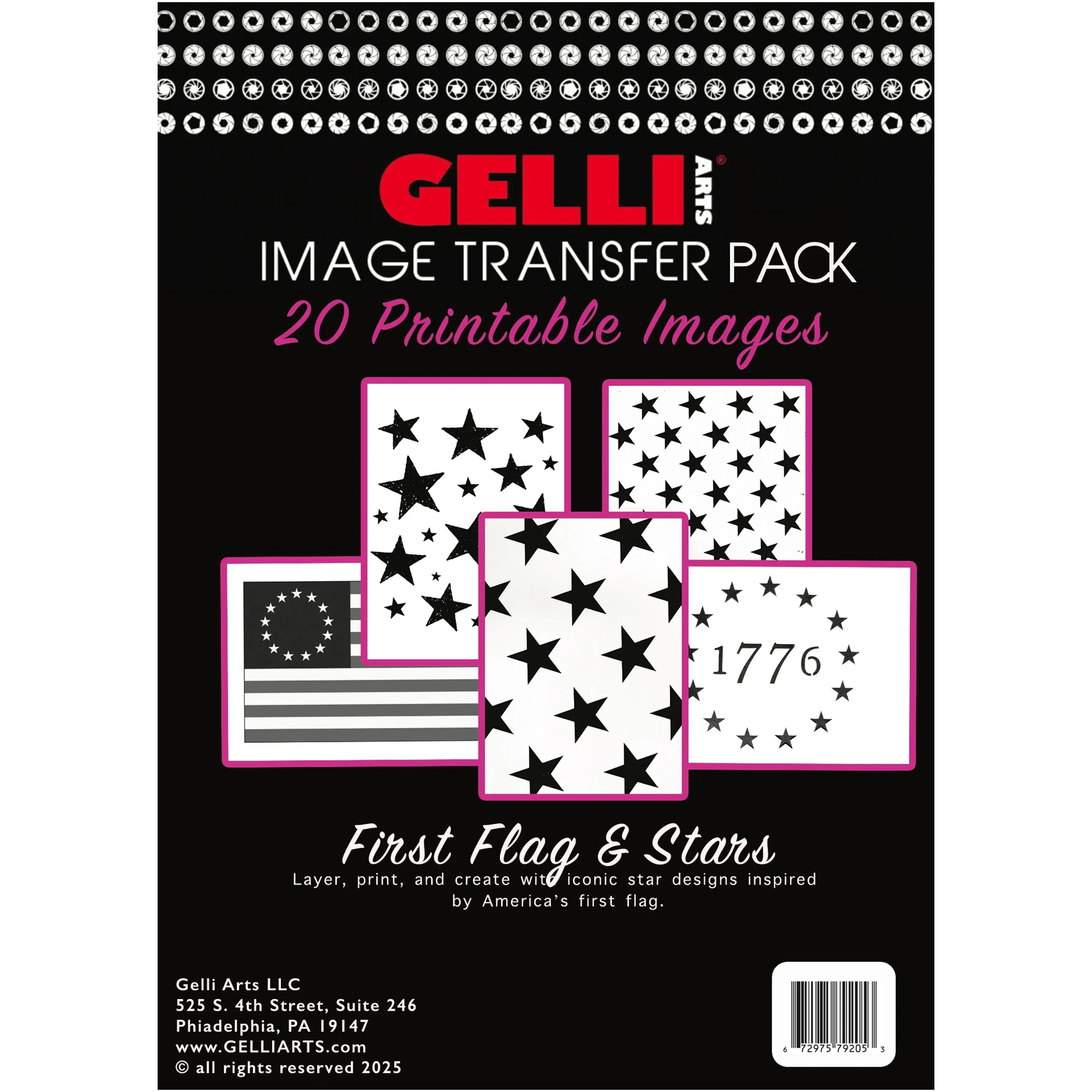 IT'S NEW!!!!  IMAGE TRANSFER PACK - FIRST FLAG & STARS 20 - 5" x 7" Prints