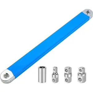 Heavy Duty Steel Offset Extension Wrench Set With 1/2-inch, 1/4-inch, 3/8-inch Drive Adapters, Adjustable 60° Swing Arm, Chain Drive, Ergonomic Grip, Pentagon Head Versatile Extension Mechanic's Tools Universal Extensions Wrench for Small Place