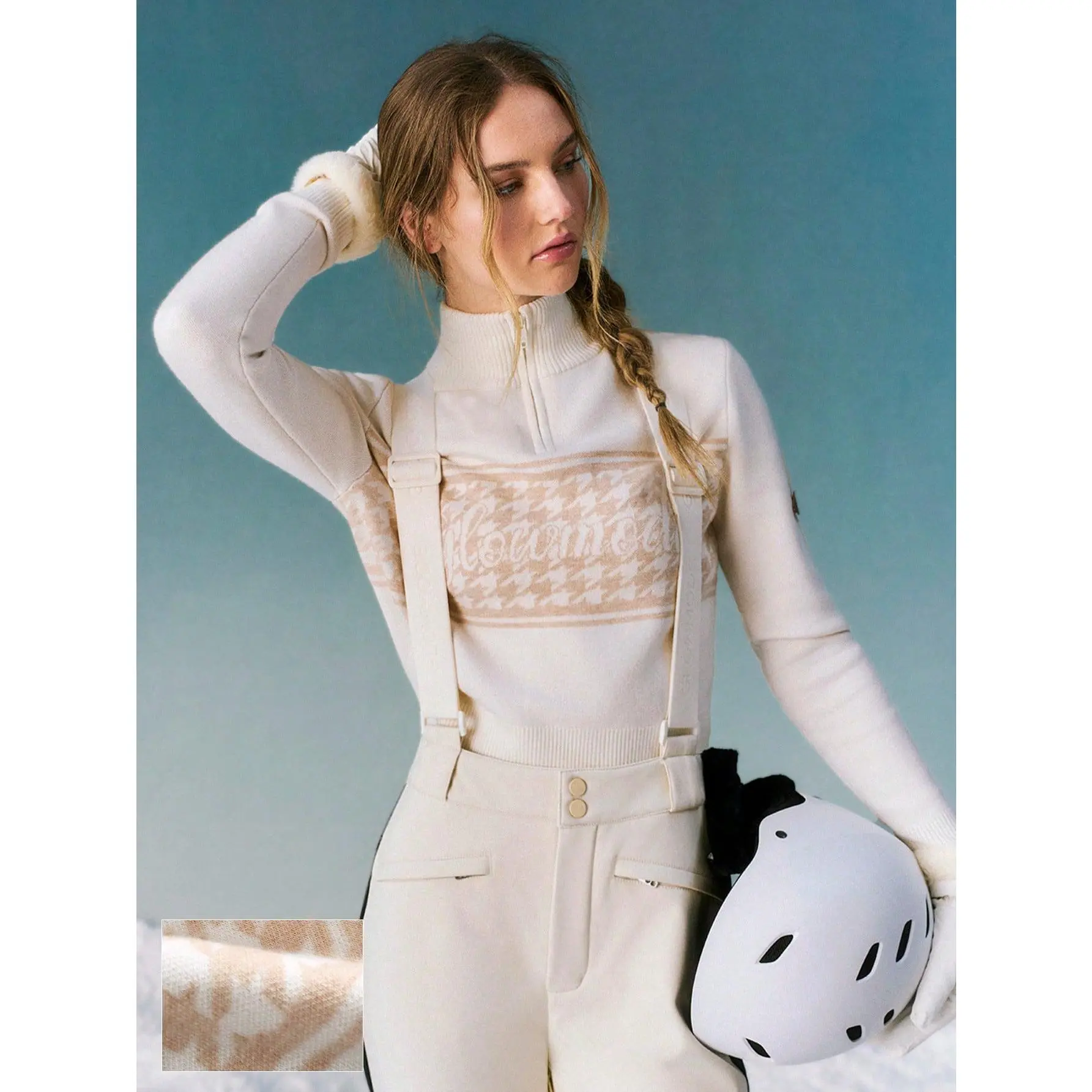 GLOWMODE Soft Warm Houndstooth Jacquard Quarter-Zip Cashmere Sweater Jumper GLOWMODE Soft Warm Houndstooth Jacquard Quarter-Zip Cashmere Sweater Jumper
