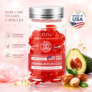 Hair Serum Capsules for Dry Damaged Hair, Leave-In Hair Oil Treatment with Vitamins A B5 C E, Smooth Shine Frizz Control Hair Care Capsules for Straight Curly Frizzy Hair