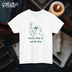 Every Day is Earth Day Mother Nature Vintage Retro Streetwear Graphic Tee Climate Change Environmental Art Save the Planet Lover Cartoon