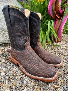 Anderson Bean Men's Rust Safari Elephant & 10” Black Top Square Toe Cowboy Boots 332205
