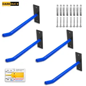 DARK DUCK 4 Packs Heavy Duty Garage Hooks for Tool Organization, Shed, Tires, Bikes, Chair, Ladder, Ski & Snowboard Storage Organizer