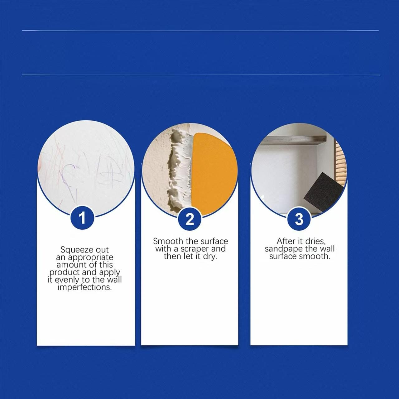 Wall crack repair paste for waterproofing, moisture-proofing and mold-proofing. Repair for indoor and outdoor walls. Household latex wall repair. Repairing peeling and cracking of walls. Repairing adhesive for holes. Repairing wall plastering paste.