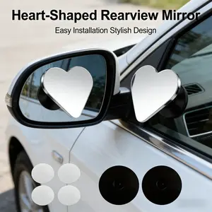 2PCs Car rearview mirror heart-shaped borderless small circular mirror reverse high-definition heart-shaped large field rearview auxiliary mirror