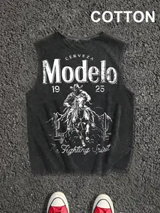 Men's Regular Fit Horse Print Tank Top, Casual Sleeveless Top for Summer, Men's Clothes for Daily Wear