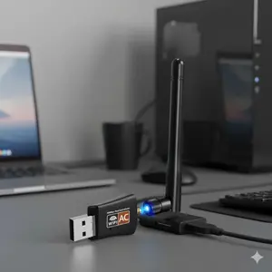 AC600Mbps Dual Band USB WiFi Adapter Wireless Adapter Dongle for Desktop Laptop, 2.4GHz 5GHz Wireless Network Receiver with External Antenna, Compatible with Windows 11/10/8/7/XP, Mac, Linux