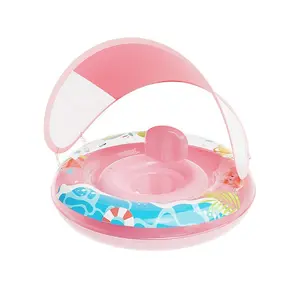 Kids Inflatable Swim Ring, Cute Water Toy with Sunshade, Floatable Pool Toy for Summer Indoor Outdoor Use, Beach Float Device