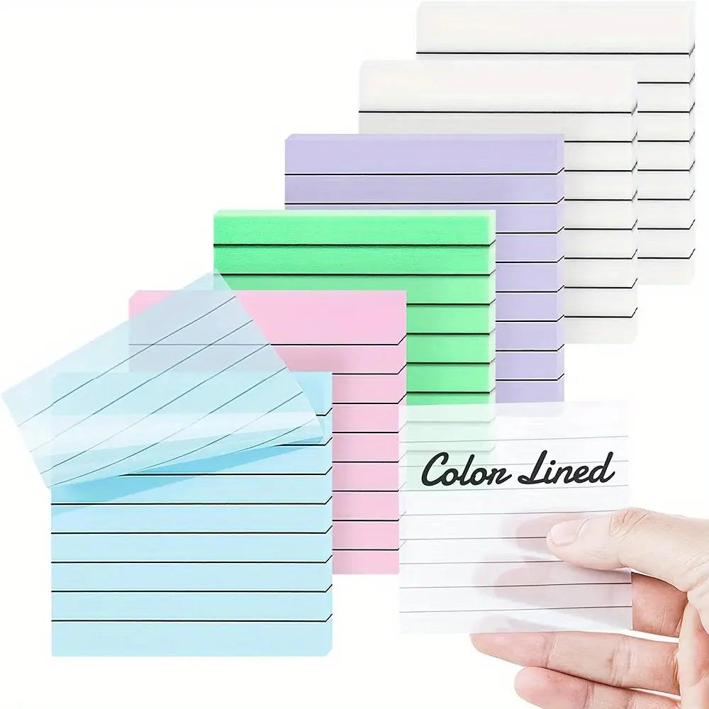 Sticky Note Pad, 6pcs/set Sticky Note with Lines, Translucent Sticky Note, Office School Planner Supplies