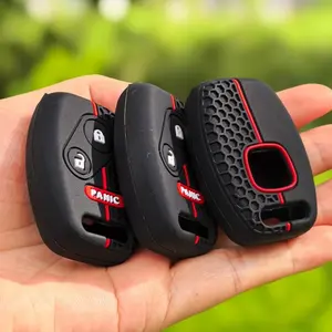 1pc for Honda key fob case All-Round silicone protection car remote key cover holder keyring for Civic 2006-2009/ CRV 2008-2013/ Fit 2011 2012/ Jazz/ SRV/ FRV 2006/ accord 2003 2006/ FRV 2006 Car Key Protector Car Key Accessory