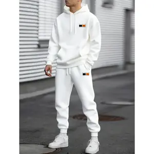 American-style casual fitted hoodie and pants set, Parisian chic design, simple print, comfortable fit, perfect for outdoor leisure wear, fall outfit