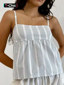 Women's striped camisole - casual daily wear - suitable for summer tops
