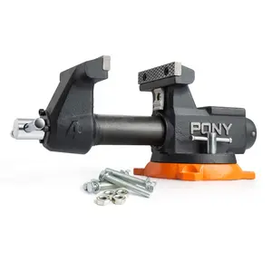 #fathersdaygift PONY 4 Inch Heavy Duty Bench Vise 4400LBS Clamping Force, Pro Workshop Workbench Vise with 360-Degree Rotatable Base and Anvil, 4-Inch Jaw Opening and Width for Woodworking, Drilling, Pipe Cutting