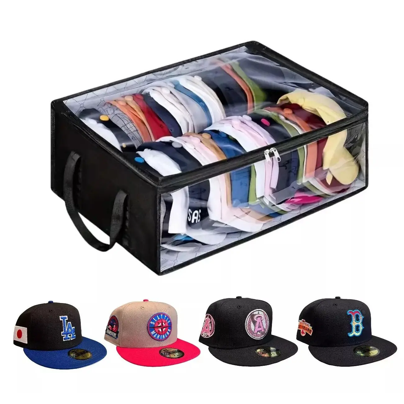 Upgrade to Wide Cap Storage – No More Overcrowded Hats | 20"L x 16"W x 6.7"H | Breathable Non-Woven Fabric Protects Your Collection | Zipper Dust Cover