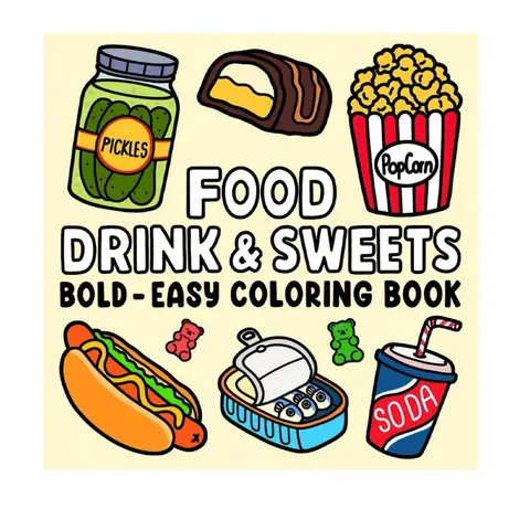 1pc Food Drink Candy Coloring Book, Doodle Books, 56 Pages Fun Designs, Stress Relief Activity for Adults, Perfect Gift for Any Occasion, Drawing Paper Craft