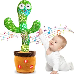 Talking Dancing Cactus Plush Toy for Kids - Volume Adjustable Mimicking and Singing Cactus with Music & Light - Funny Birthday Gifts for Years Old Boy Girl