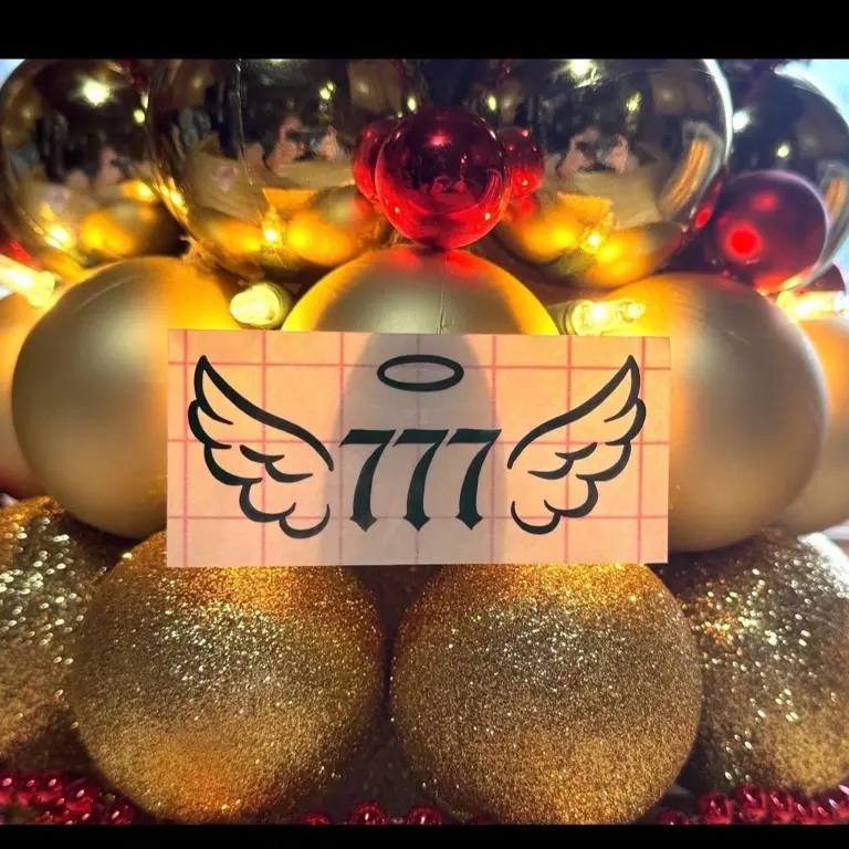 777 Bright Angel Number Luck Car Sticker - Multi-Size Proportional, Long Wearing, Water Resistant, Moisture Resistant, Outdoor Safe Vinyl Decal, Personal Touch Exterior Upgrade Accessory (Gloss Black/Dark Red/Steel Blue) for Vehicles, Laptops, 7 Inches