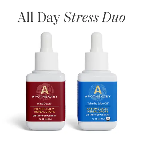 Apothékary All Day Stress Duo - Ease your stress from day to night - Tension Relief & Sleep Support Liquid Herbal Drops* | Made in the USA