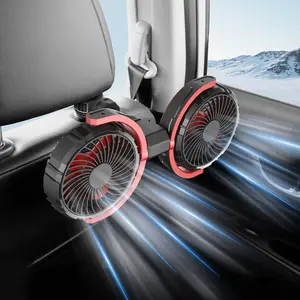Car Fan for Backseat for Kids 360° Rotatable 12V/24V Dual Head Car Fans that Blow Cold Air 3 Speed Wind Low Noise with Locking Clip Suction Cup Cigarette Lighter Plug for Vehicles SUV RV Truck Portable Cooler