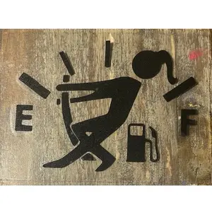 Girl Stick Figure Gas Gauge - Permanent Vinyl - 3”x5” - black