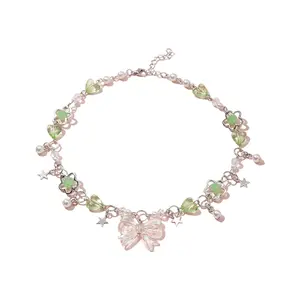 Handcrafted Crystal Beaded Necklace/Bracelet Colorful Bead Accessory for Girls
