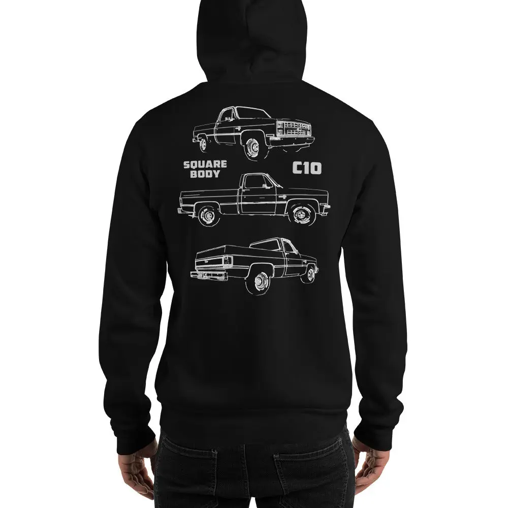 1985 Chevy C10 Silverado Square Body Pickup Truck Fleetside Hoodie Sweatshirt