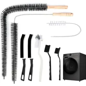 8- Washing Machine Cleaning Brush Set, Dryer Vent Cleaner Kit, Front Load Washer Gasket Cleaner Brush, Crevice Gap Brush for Sink, Grout, Tile & Bathroom, Long Handle Household Cleaning Tools