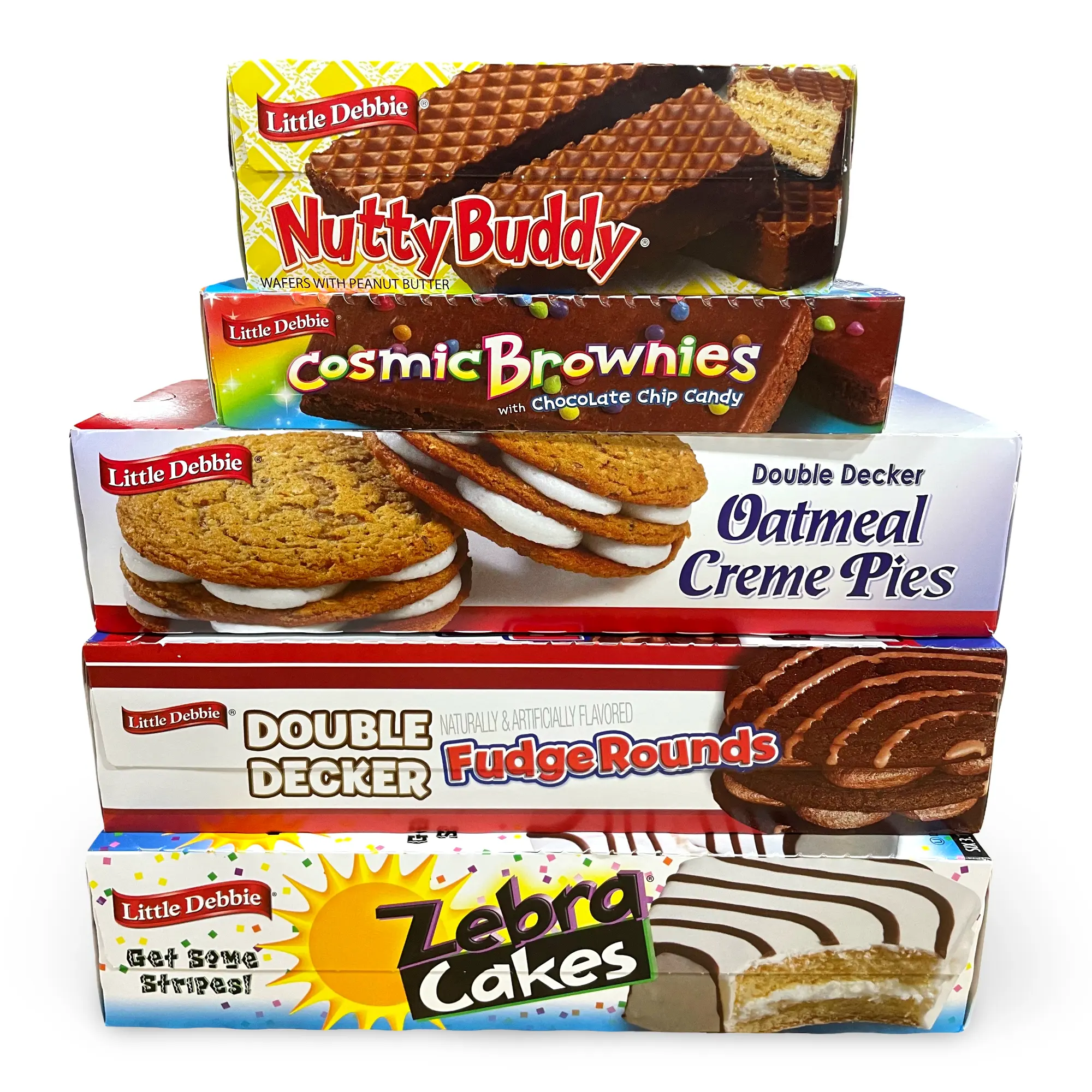 Little Debbie Mega Sized Cakes Variety Packs | 5 Unique Treats: Nutty Peanut Buddy Bars, Oatmeal and Fudge Double Decker Rounds, Cosmic Brownies, Zebra Cakes