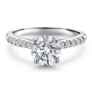 10K White Gold IGI Certified Lab Grown Diamond Engagement Ring For Women | 1.20 Cttw | Center Diamond Round Cut 1 Ct | D-E Color | VS1-VS2 Clarity