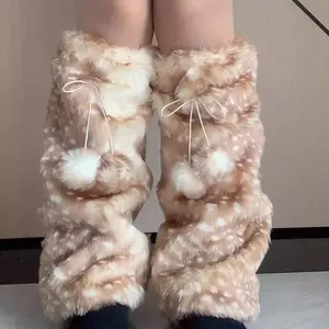 20/25/30/40cm Christmas Gift Warm Leg Set Deer Pattern Hairy Socks JK College Style Student Plush Middle Tube Sock Autumn/Winter