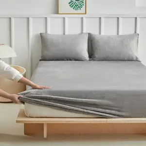 Winter Best-Selling Breathable Snug Fit Bed Sheet Set, Includes One Fitted Sheet + Two Pillowcases (no Pillows), Arctic Velvet Fabric, Queen Size