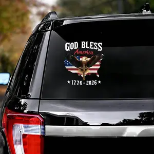 USA 250th Anniversary Car Decal 1776-2026, God Bless America Sticker with Bald Eagle, Cross & Flag, Waterproof Vinyl for Trucks, RVs, Laptops, 3 Sizes (6"/8"/12"), 2026 Sestercentennial Commemorative Veteran Gift, Patriotic Window Sticker