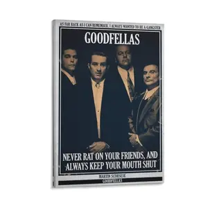 Goodfellass Vintage Poster. Mafia Gangster Print. Canvas Wall Decor. Paintings for Living Room & Bedroom. Movie Poster Art. Poster Canvas Wall Art For Bedroom Decor Bar Office Room Decor Gift