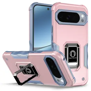 For Google Pixel 10 / For Google Pixel 10 Pro / For Google Pixel Pro XL Case, Hybrid Metal Ring Magnetic Support Kickstand Protective Defender Armor Cover Case