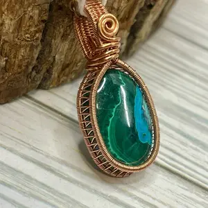 Malachite Elegant Copper Basket Necklace for Growth, Transformation, and Deep Heart Healing