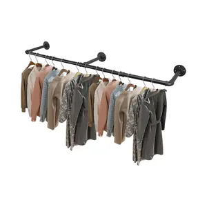 Industrial Pipe Clothes Rack 50" – Wall Mounted Heavy Duty Garment Hanging Rod