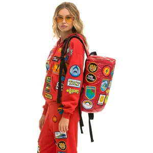 VINTAGE PATCH PUFFER BACKPACK - CHERRY GLOSSY