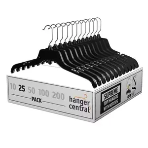 25 Pack Durable Plastic Clothing Hangers with Metal Swivel Hooks