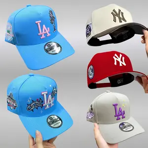 New Era MLB 59FIFTY Retro Cotton Baseball Cap - NY Yankees/LA Dodgers Anniversary Patch, Unisex Fitted Adjustable Streetwear Sports Collectible Headwear