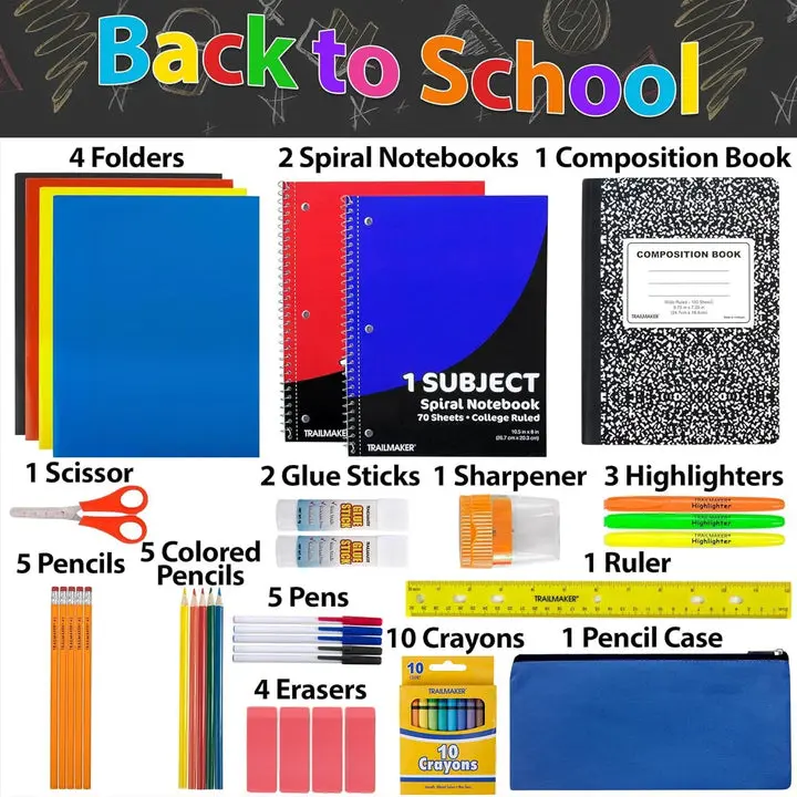 45-Piece Complete Stationary Supply Kit for Office, School & Educational Use, Complete Kit