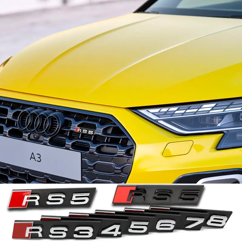 1pcs Audi Front Grille Badge, Durable High-Quality Decorative Accessory, Sporty Style for Rs3 Rs4 Rs5 Rs6 Rs7 Rs8 Models